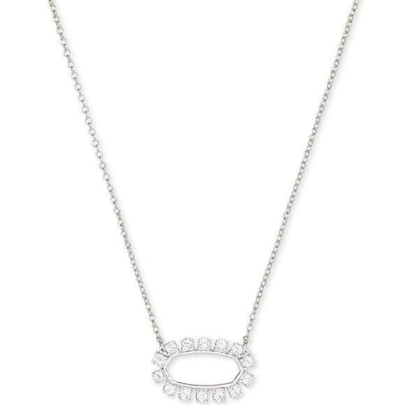 Kendra Scott NEW necklace - Elisa Open Frame Crystal Silver - Picture 3 of 6